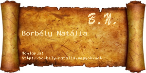 Borbély Natália névjegykártya